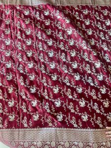 Classic Original Maroon Banarasi Silk Saree