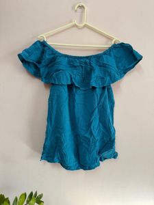 Off-Shoulder Blue Top