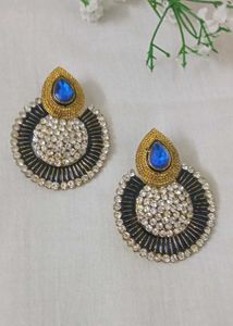 Rhinestone &amp; Blue Gem Brooch
