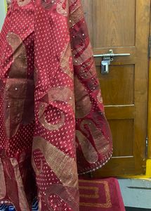 Red With Mirrored Saree