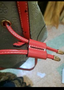 Gray &amp; Red Bucket Bag
