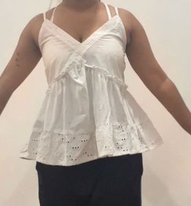 White Hakoba Strap Aline Top