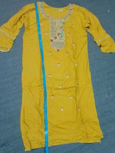 Embroidered Yellow Kurti