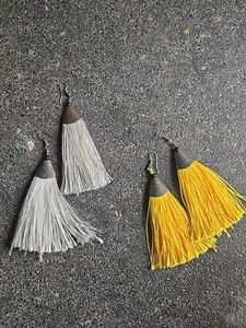 COMBO Yellow and White Tassel Earrings