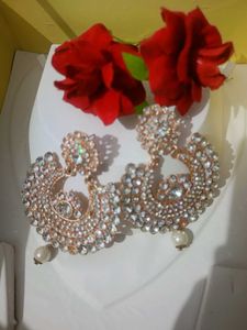 Blue Rhinestone Drop Earrings
