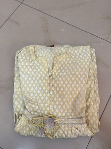 Elegant Yellow Printed Kurta