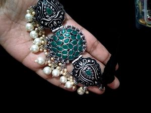 Used Oxidised Green Choker Set