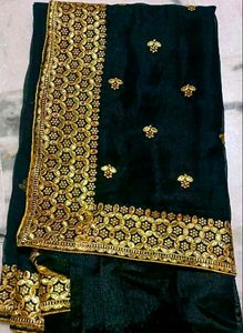 PRICE DROP✨Black Saree With GoldenStoneWork💕