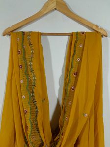 Mustard Yellow Embroidered Kurta &amp; Duppata Set