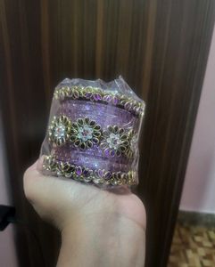 Silk thread kundan bangle set