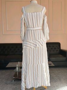 Beautiful Striped Cold Shoulder Maxi Dress