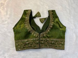 Olive Green Embroidered Blouse