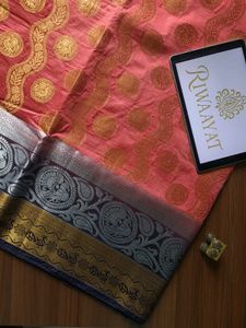 Red And Royal Blue Chanderi Silk Saree