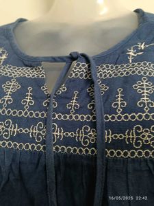 Navy Blue Xxl Top With Tassels (Pure Cotton)