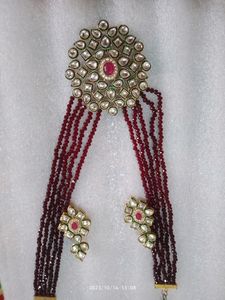 Beats Mala Choker Long Set Mahroon Colour