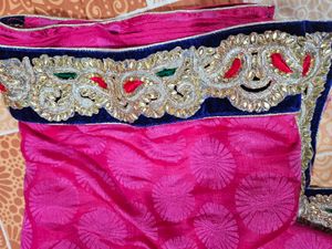 Pink Silk Saree With Festive Border