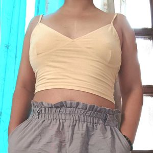 Cream Crop Top Cami Bra For Summers🍧