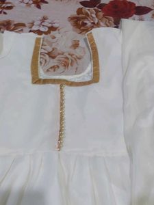 Beautiful  Pearls &amp; Embroidery Kurta With Duppatta