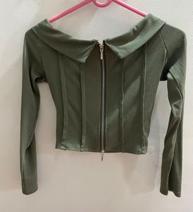 Westside Olive Green Off Shoulder Top
