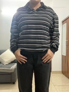 Zara Striped Long Sleeve Polo