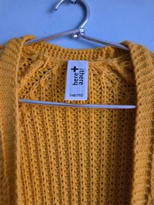 Yellow Knit Cardigan 30&#34;