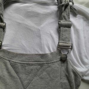 Grey Dungaree Pinafore Hood