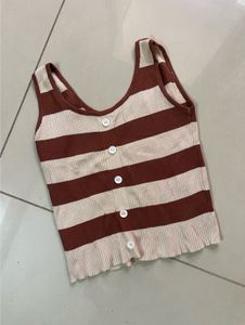 Striped Button Tank Top