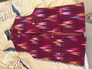 Burgundy Ikat Print Top