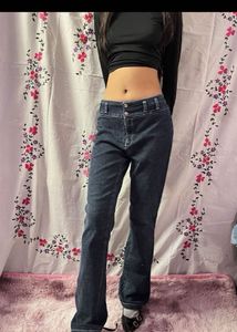 y2k low waist Dark Blue Denim Jeans