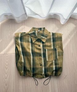 Sleeveless Checkered Top & Black Shorts