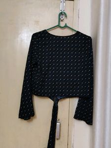 Dressberry Trendy Print Black Crop Top Ov