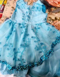 Blue Sequin Flower Girl Dress