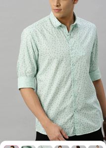 Mast And Harbour Sea Green Printed Shirt ,Size: M