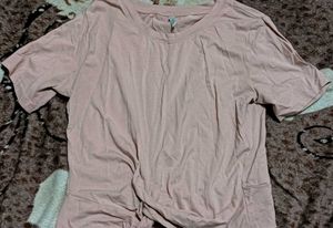 Cute Pink Twist Front Tee