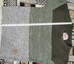 Roadster Co Men Grey GreenColourblocked Pullover