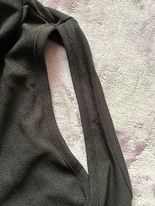Black Crop Top With A Slit On Shoulder