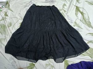 Flowy Black Midi Skirt