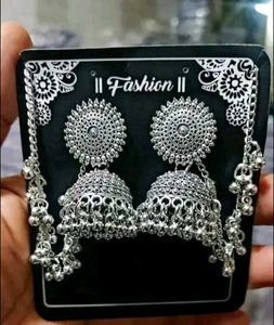 Silver Jhumka Earrings