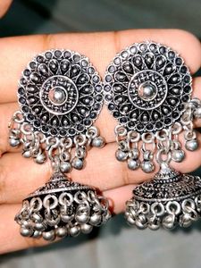 Silver Jhumka Earrings