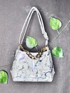 Marble-Effect Chain Shoulder Bag
