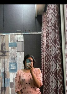 Peach Cold Shoulder Knit Top