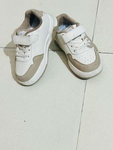 Toddler White &amp; Tan Sneakers
