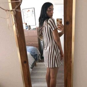 Striped Button-Down Mini Dress
