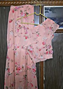 Floral Coord Set Of Skirt And Crop Top