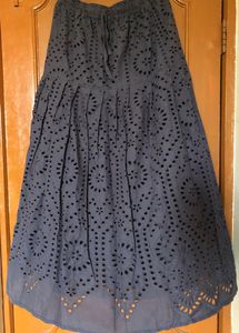 Navy Schiffli Skirt
