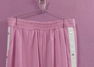 Pink Side-Button Track Pants
