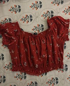 Red Floral Crop Top