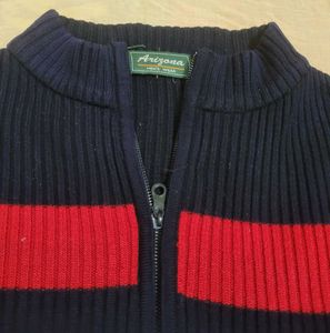 Striped Zip-Up Knit Cardigan