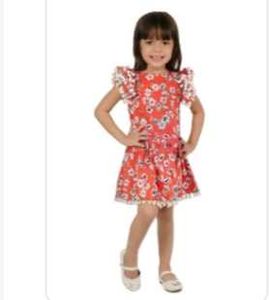 Pure Cotton Frock with pompoms for 4 to 7 Yrs