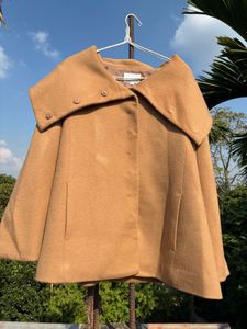 Elegant Tan Coat with Wide Collar